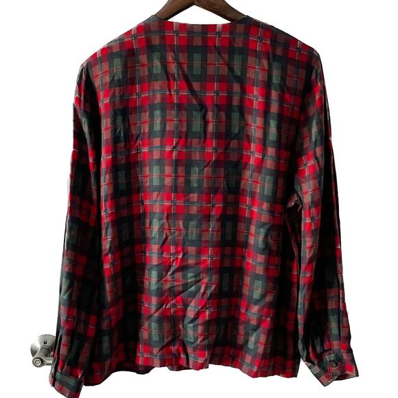 Vintage Talbots perfect plaid collarless button-down blouse size large L - Picture 5 of 7